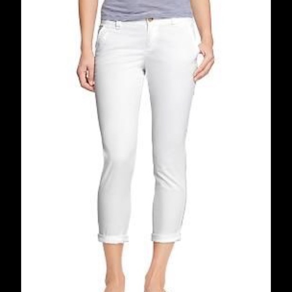 Old Navy skinny boyfriend khakis in white